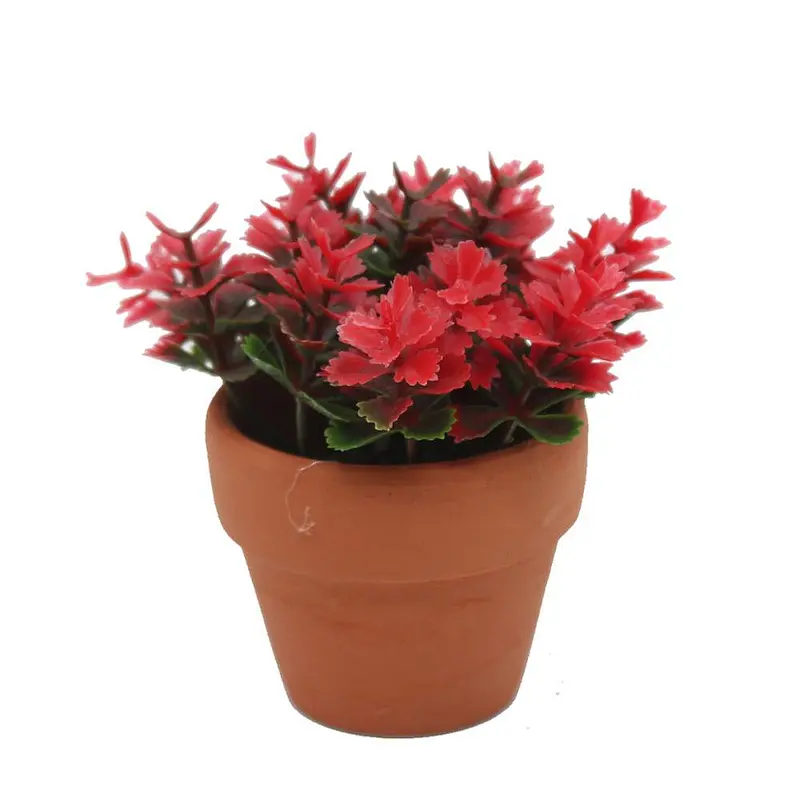 Mini Red Ceramic potted artificial succulent plant for decoration tropical plants with pot