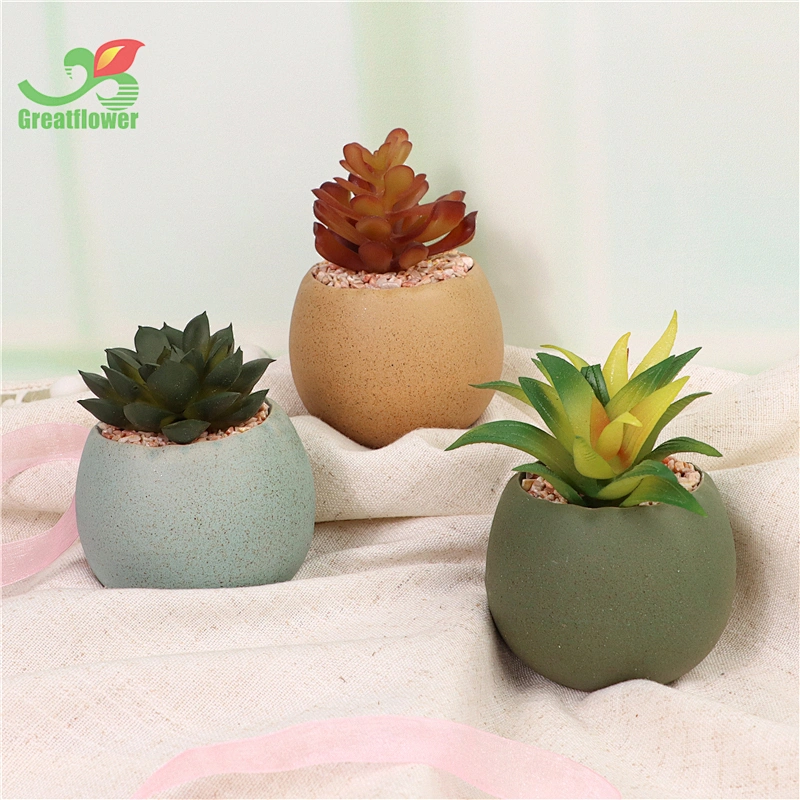 Ceramic  Macaron Egg-shaped Pot Wholesale Special Small Flower Pot with artificial plants for office home decor
