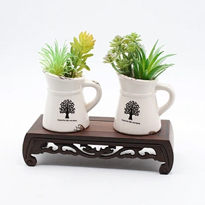 Ceramic Cup Potted Artificial Succulent plant for Garden Home Decor