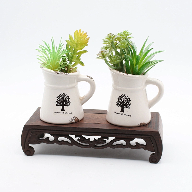 Ceramic Cup Potted Artificial Succulent plant for Garden Home Decor