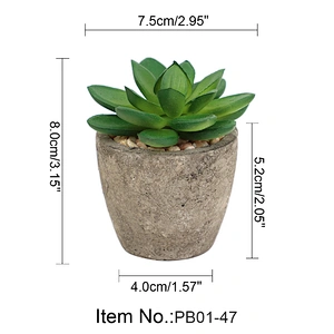 Pack of 4 Mini Size Artificial Succulents in Grey Pulp Pot for Home Decoration