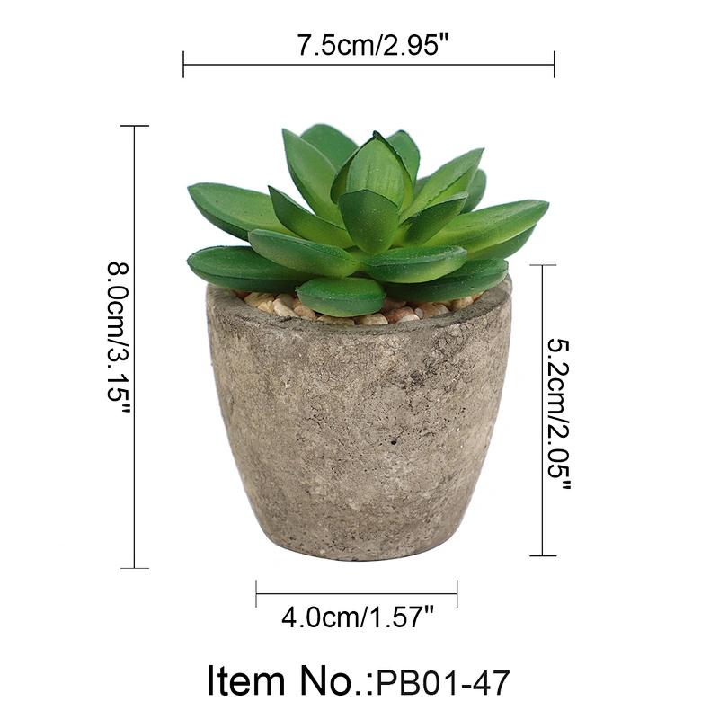 Pack of 4 Mini Size Artificial Succulents in Grey Pulp Pot for Home Decoration