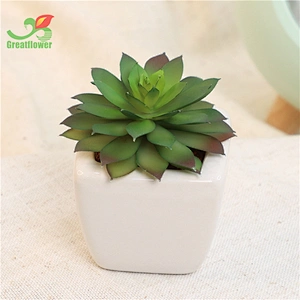 Set of 4 Mini Assorted Green Artificial Succulent Plants in Square White Ceramic Pots Faux Potted Plant for Home Bath Office Sh
