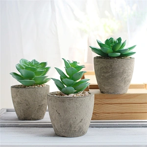 Pack of 3 Mini Size Artificial Succulents in Grey Pulp Pot for Home Decoration