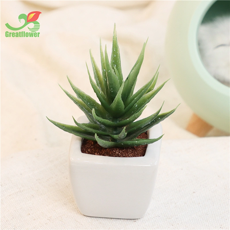 Set of 4 Mini Assorted Green Artificial Succulent Plants in Square White Ceramic Pots Faux Potted Plant for Home Bath Office Sh