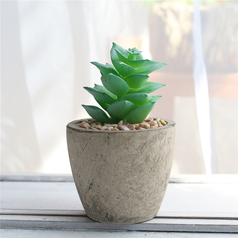 Pack of 3 Mini Size Artificial Succulents in Grey Pulp Pot for Home Decoration