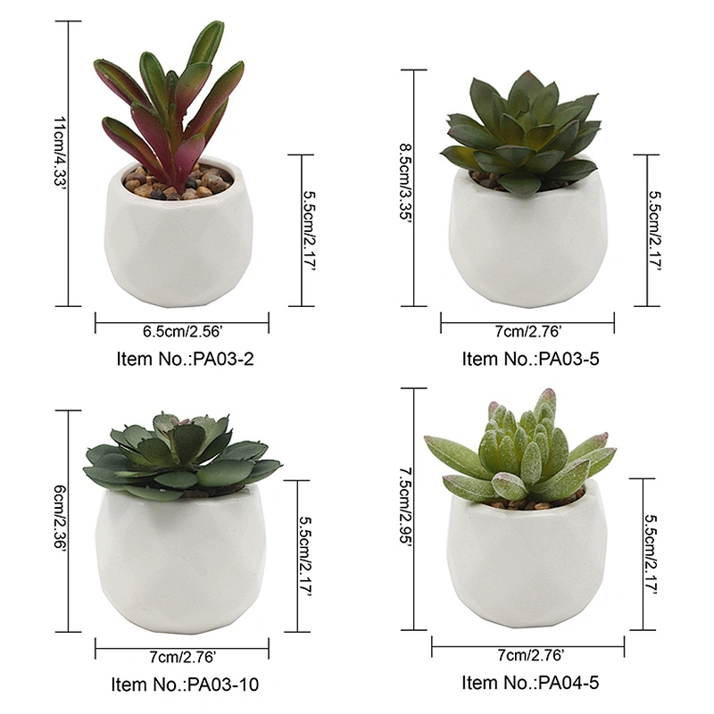 Indoor Custom Ceramic Pot Faux Succulents White Ceramic Pots for Desk, Office, Home Decoration