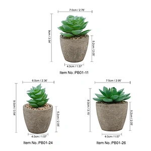 Pack of 3 Mini Size Artificial Succulents in Grey Pulp Pot for Home Decoration