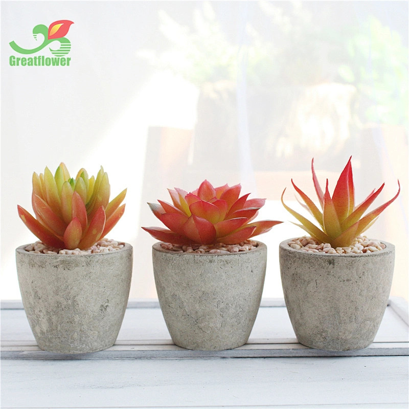 3pcs Fake Artificial Flower Potted Succulent Plants Mini Bonsai Set Decors Ornaments For Home Office
