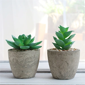 Pack of 3 Mini Size Artificial Succulents in Grey Pulp Pot for Home Decoration