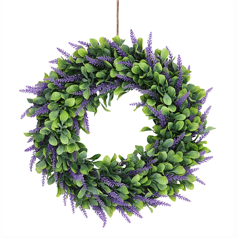 Wedding Decoration Artificial Plants Wreath Plastic Lavender With Leaves Door Hanging