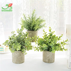 3pcs Set Green Artificial Lifelike Plants Bonsai With Pots Wedding Home Table Decoration Ornaments