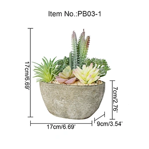 5pcs Set Pulp Potted Artificial Succulents Mini Bonsai House Decor