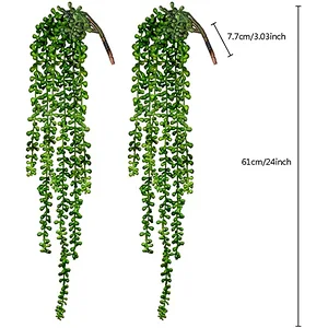 4pcs Artificial Succulents Hanging Plants Fake String of Pearls for Wall Home Garden Decoration