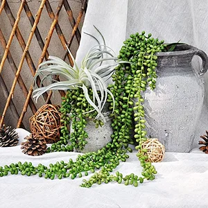 4pcs Artificial Succulents Hanging Plants Fake String of Pearls for Wall Home Garden Decoration