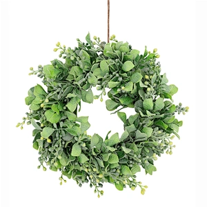 Door Hanging House Decoration Artificial Green Leaves Wreath