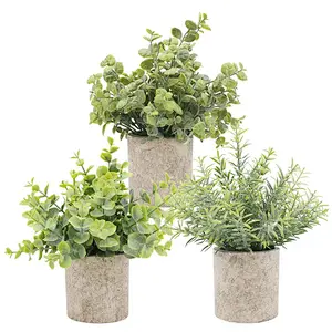 3pcs Set Green Artificial Lifelike Plants Bonsai With Pots Wedding Home Table Decoration Ornaments