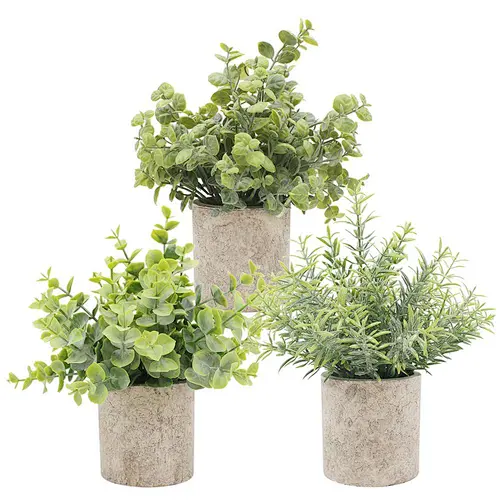 3pcs Set Green Artificial Lifelike Plants Bonsai With Pots Wedding Home Table Decoration Ornaments