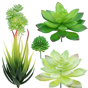 5 Pcs Assorted Small Green Artificial Succulents Plants Unpotted for Indoor Outdoor Home