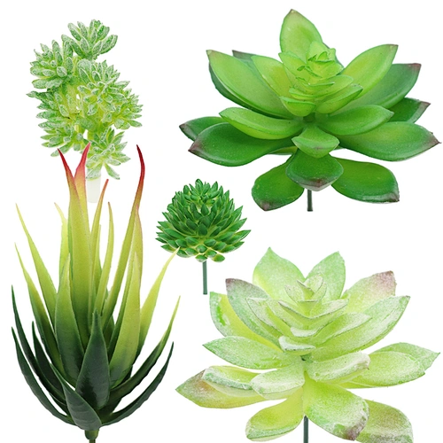 5 Pcs Assorted Small Green Artificial Succulents Plants Unpotted for Indoor Outdoor Home