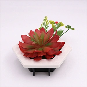 Hanging 3D Hexagon Frame  Plastic Flower Plants Greenery Wall Art