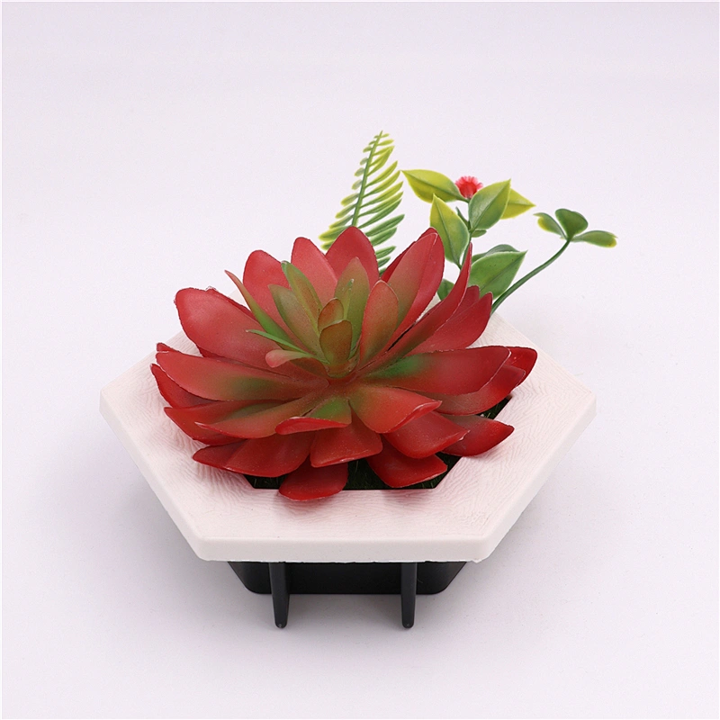 Hanging 3D Hexagon Frame  Plastic Flower Plants Greenery Wall Art