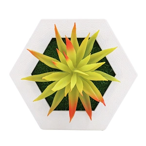 Hanging 3D Hexagon Frame  Plastic Flower Plants Greenery Wall Art