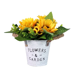 Silk Sunflower Bouquet with Vase for Garden Wedding Decor