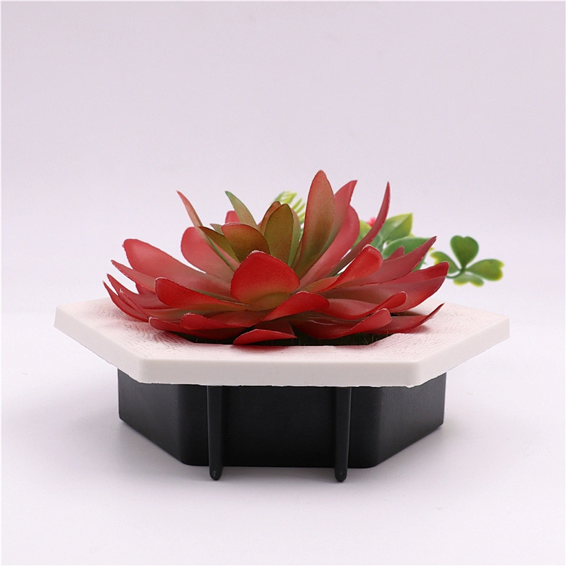 Hanging 3D Hexagon Frame  Plastic Flower Plants Greenery Wall Art