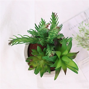 Realistic Plastic Flower in Grey Cement Pot for Table Decoration