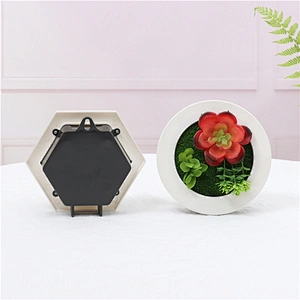 Fake Succulents Plastic Round Frame Hanging Design for Room