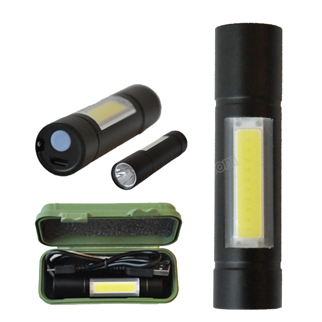 1W LED+3W COB Small Size Portable Rechargeable Tactical Torch Zoomable Focus Torch