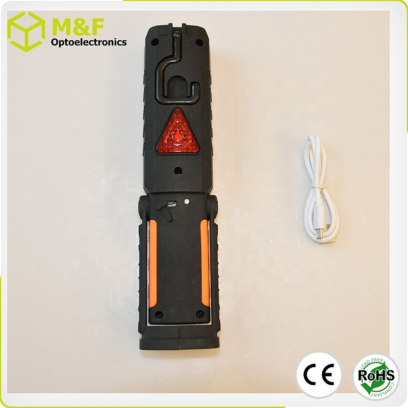 Mechanic COB Led Work Light Magnet Inspection Hand Tool Rechargeable With Triangle Red Flashing LED