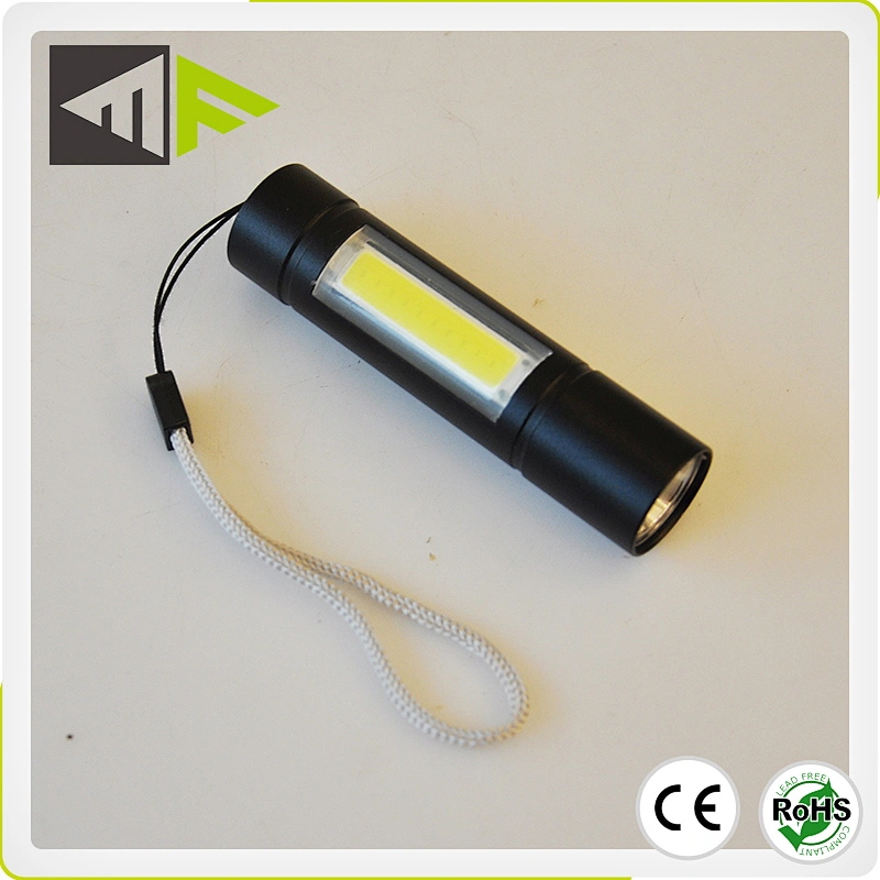 1W LED+3W COB Small Size Portable Rechargeable Tactical Torch Zoomable Focus Torch
