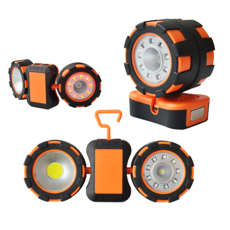 360° Positioning Dual COB Folding Utility Work Lights With Magnets and Mounting Hanger