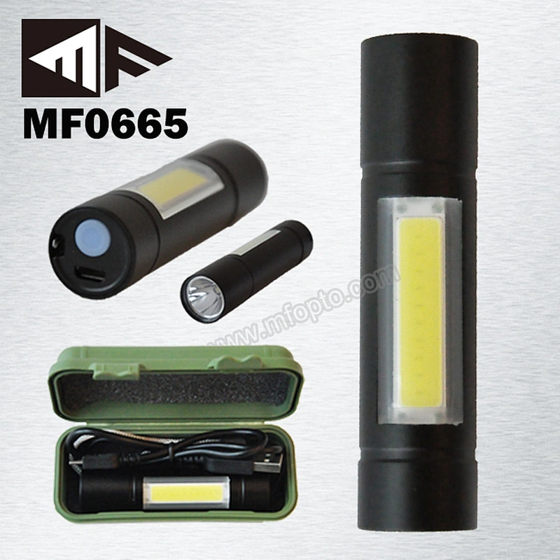 1W LED+3W COB Small Size Portable Rechargeable Tactical Torch Zoomable Focus Torch
