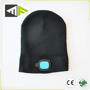 Winter Season Warm Bright Rechargeable Head Led Lights Hat Knitted