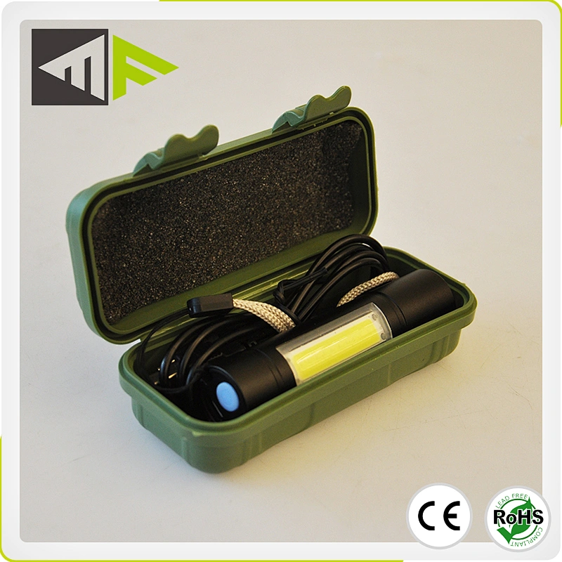 1W LED+3W COB Small Size Portable Rechargeable Tactical Torch Zoomable Focus Torch