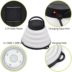 Fishing Camping Solar Lanterns Rechargeable Color LED Camping Light Extendable