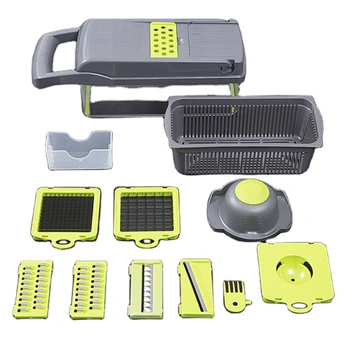 manual kitchen tool set plastic french fries garlic onion vegetable chopper cutter slicer with drain basket