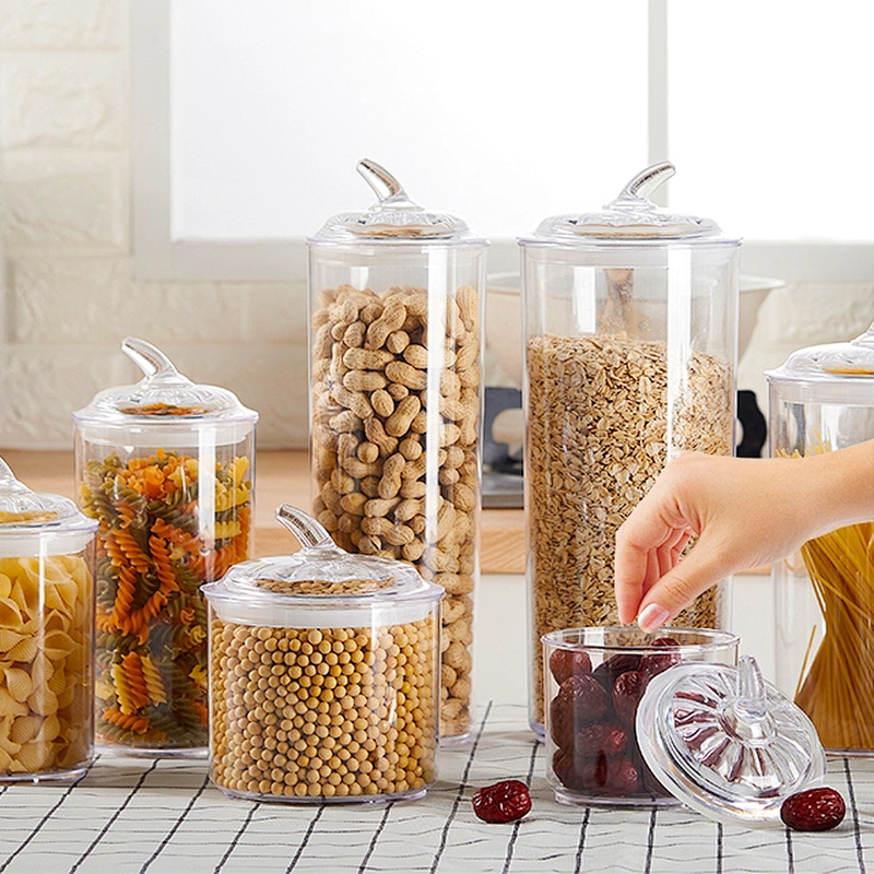 Hallowmas candy Round Easy smooth Lock kitchen storage tank small clear plastic airtight food storage jar lid packaging