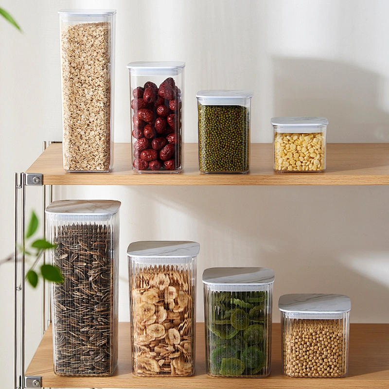 Square Easy kitchen Locked organizer plastic cookie candy jar container lock seal with lid sealed food container