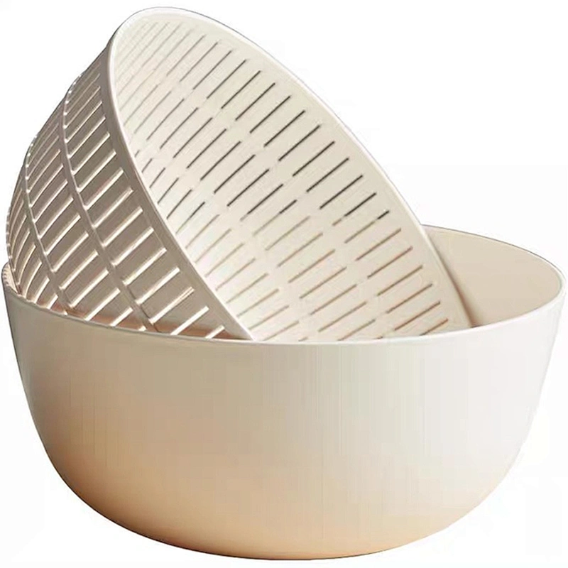 Wholesale multi-function Double Layered Rotatable plastic kitchen food storage vegetable drain basket wash water filter bowl