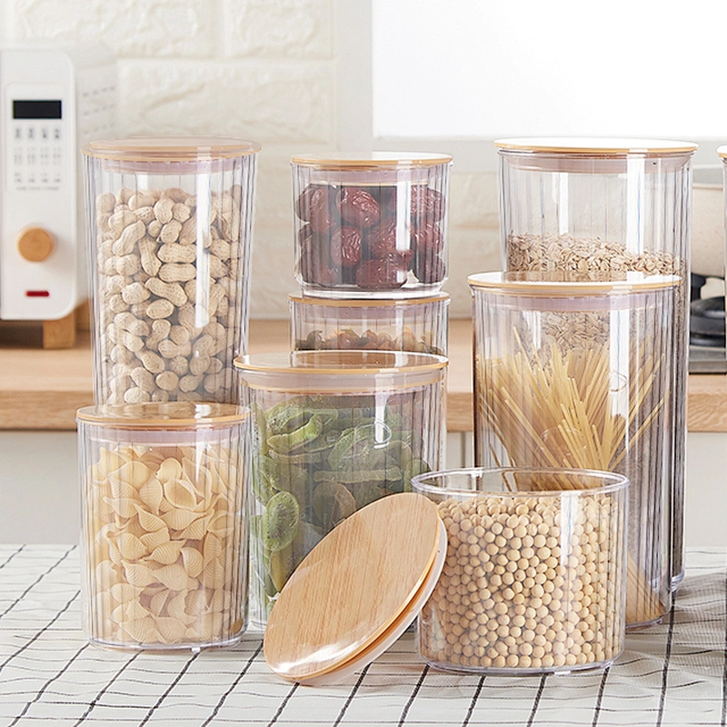 Round plastic kitchen canister Food Storage Container storage tank clear Airtight Food Jars with lids