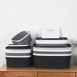 Amazon Hot sell Plastic storage basket basket container home office kitchen storage organiser Bins with handle