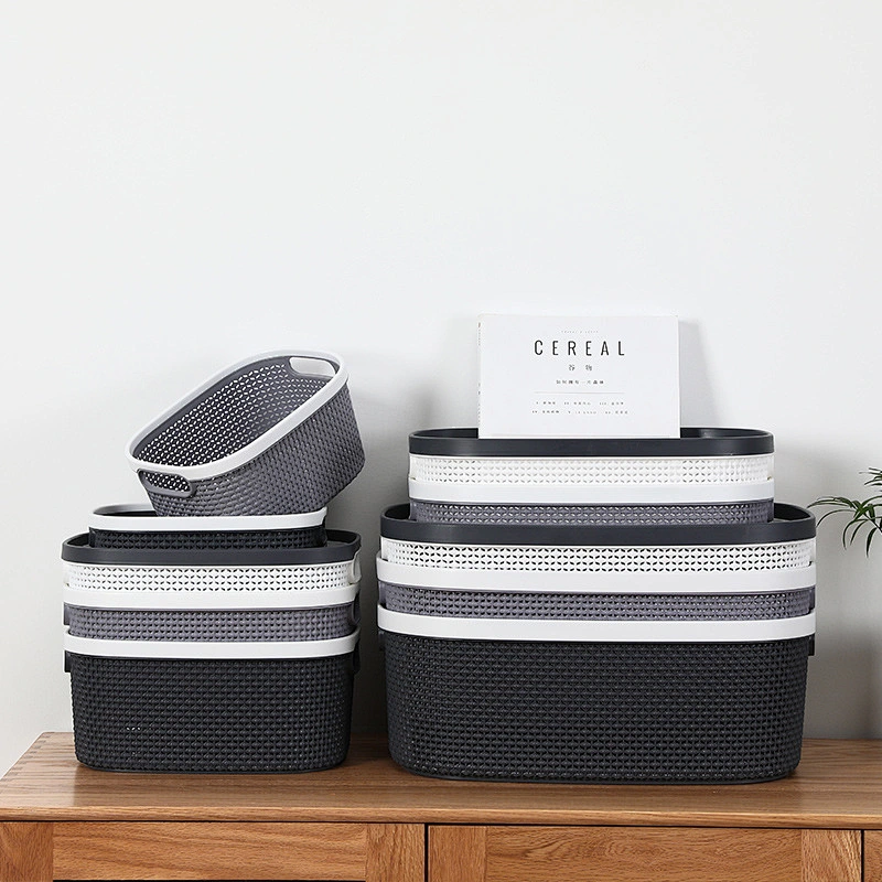 Amazon Hot sell Plastic storage basket basket container home office kitchen storage organiser Bins with handle