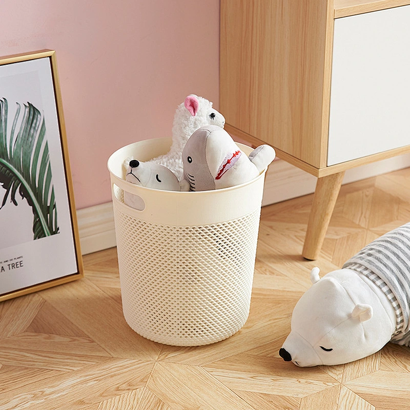 household Plastic storage basket round bathroom garbage bin