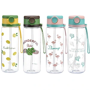 12 oz 16 oz 400ml 500mlplastic wholesale tritan clear carton water bottles with straw for kids school