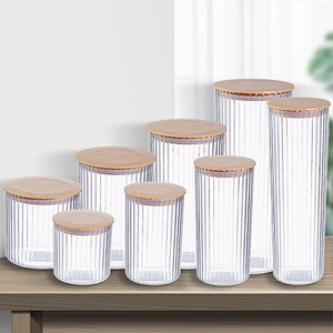Round plastic kitchen canister Food Storage Container storage tank clear Airtight Food Jars with lids