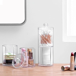 Round shaped makeup organizer Q-tip swab cotton storage box container portable Wholesale